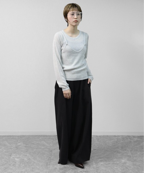 THE CELL.(ザセルドット)の「【WEB限定商品】キャミソールレイヤードソフトタッチニット LAYERED CAMISOLE SOFT-TOUCH KNIT(ニット/セーター・レディース・アイボリー/グレー・FREE)」の15枚目の写真