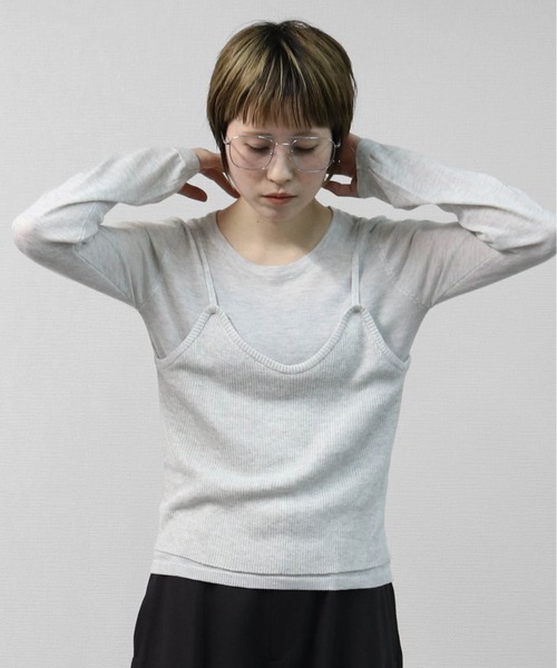THE CELL.(ザセルドット)の「【WEB限定商品】キャミソールレイヤードソフトタッチニット LAYERED CAMISOLE SOFT-TOUCH KNIT(ニット/セーター・レディース・アイボリー/グレー・FREE)」の18枚目の写真