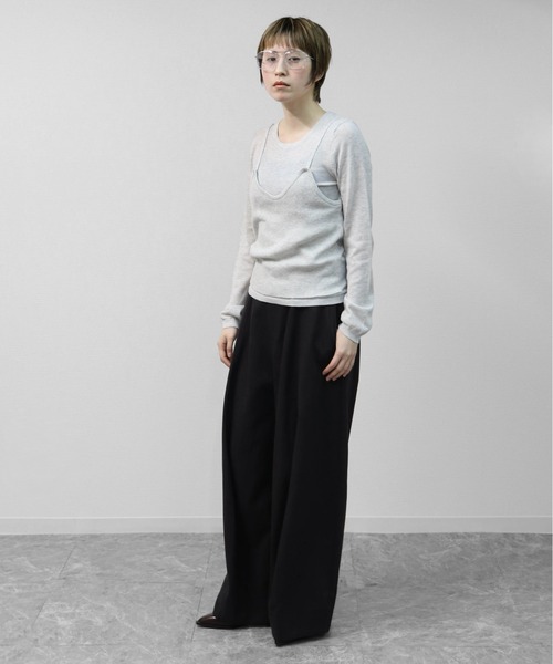 THE CELL.(ザセルドット)の「【WEB限定商品】キャミソールレイヤードソフトタッチニット LAYERED CAMISOLE SOFT-TOUCH KNIT(ニット/セーター・レディース・アイボリー/グレー・FREE)」の14枚目の写真