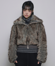 SLEEKGLOW（スリック グロウ）の「フラッフィファー クロップツーウェイジャケット[グレー]（ムートンコート）」