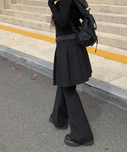 LYEON(リヨン)の「アイレットデザインレイヤードプリーツスカートフレアパンツ(その他パンツ・レディース・チャコールグレー/ブラウン/ブラック・FREE)」の20枚目の写真
