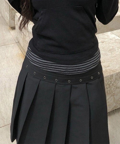 LYEON(リヨン)の「アイレットデザインレイヤードプリーツスカートフレアパンツ(その他パンツ・レディース・チャコールグレー/ブラウン/ブラック・FREE)」の22枚目の写真