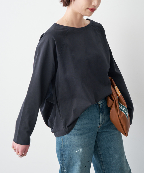 新色有り / 追加》ボートネックバックタックプルオーバー（Tシャツ