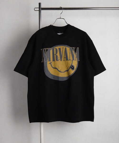 NIRVANA ビッグシルエットTシャツ ブラック セール】ビッグシルエット × ヘビーウェイト半袖 ROCKOFF バンドT
