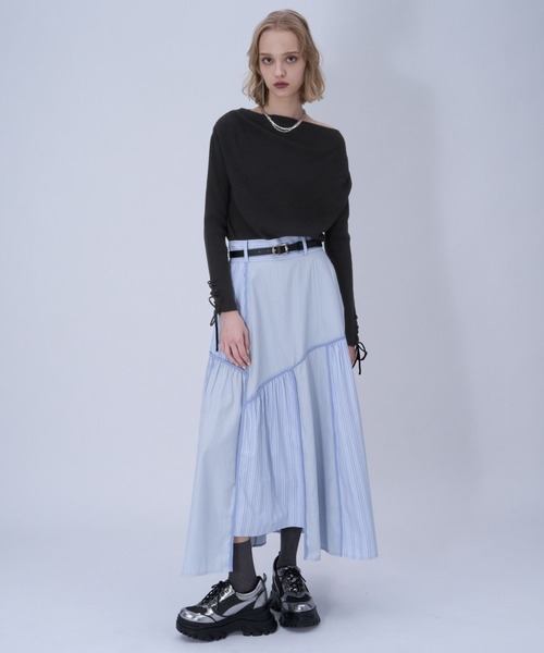 HARE（ハレ）の「パッチワークアソートガラスカート(HARE)（スカート・レディース・ライトブルー/ブラック・FREE）」の6枚目の写真