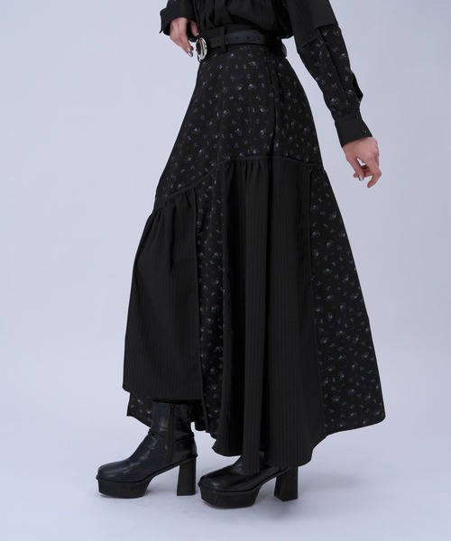 HARE（ハレ）の「パッチワークアソートガラスカート(HARE)（スカート・レディース・ライトブルー/ブラック・FREE）」の8枚目の写真