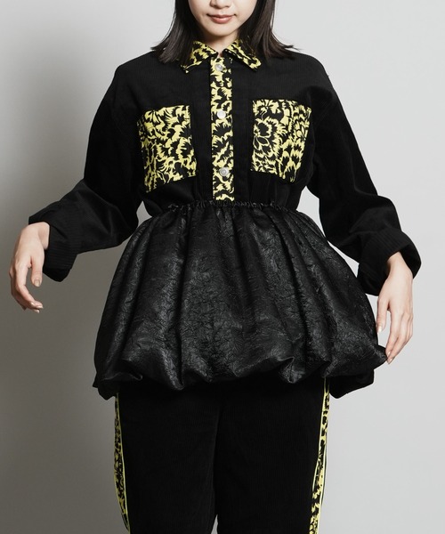 moyan ecri(モヤン エクリ)の「<moyan ecri>2WAYパフバルーンミニスカート&フリルキャミPUFF BALLOON MINI SKIRT(スカート・レディース・ブラック系その他/カーキ系・FREE)」の2枚目の写真