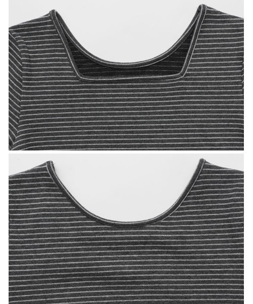 Re:EDIT(リエディ)の「前後2WAY起毛フラッフィーボーダーカットソー長袖トップス(Tシャツ/カットソー・レディース・ネイビー/グレー/アイボリー/ブラック・MEDIUM)」の21枚目の写真