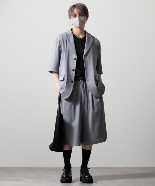 CLEL(クレイル)の「【CLEL】Summer Wool Blend Short Sleeve Tailored Shirt / サマーウールブレンド 半袖テーラードシャツ【セットアップ対応】(テーラードジャケット・メンズ・グレー/ブラック/モカ・L/M/S/XS)」の20枚目の写真