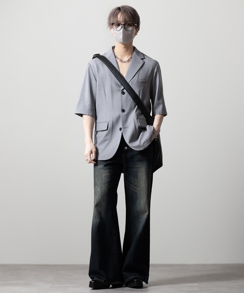CLEL(クレイル)の「【CLEL】Summer Wool Blend Short Sleeve Tailored Shirt / サマーウールブレンド 半袖テーラードシャツ【セットアップ対応】(テーラードジャケット・メンズ・グレー/ブラック/モカ・L/M/S/XS)」の21枚目の写真