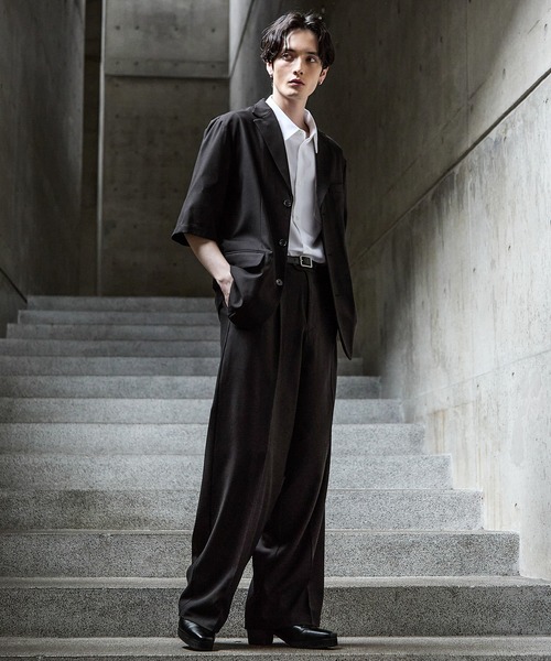 CLEL(クレイル)の「【CLEL】Summer Wool Blend Short Sleeve Tailored Shirt / サマーウールブレンド 半袖テーラードシャツ【セットアップ対応】(テーラードジャケット・メンズ・グレー/ブラック/モカ・L/M/S/XS)」の8枚目の写真