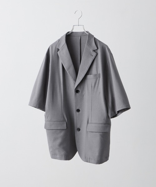 CLEL(クレイル)の「【CLEL】Summer Wool Blend Short Sleeve Tailored Shirt / サマーウールブレンド 半袖テーラードシャツ【セットアップ対応】(テーラードジャケット・メンズ・グレー/ブラック/モカ・L/M/S/XS)」の9枚目の写真