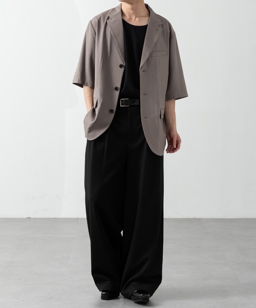CLEL(クレイル)の「【CLEL】Summer Wool Blend Short Sleeve Tailored Shirt / サマーウールブレンド 半袖テーラードシャツ【セットアップ対応】(テーラードジャケット・メンズ・グレー/ブラック/モカ・L/M/S/XS)」の17枚目の写真