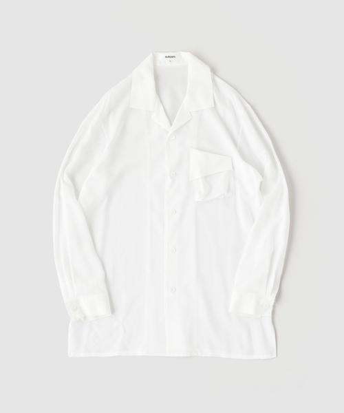 sulvam（サルバム）の「SULVAM / サルバム オープンカラーレーヨンシャツ（シャツ/ブラウス・メンズ・ブラック/ホワイト・MEDIUM）」の2枚目の写真