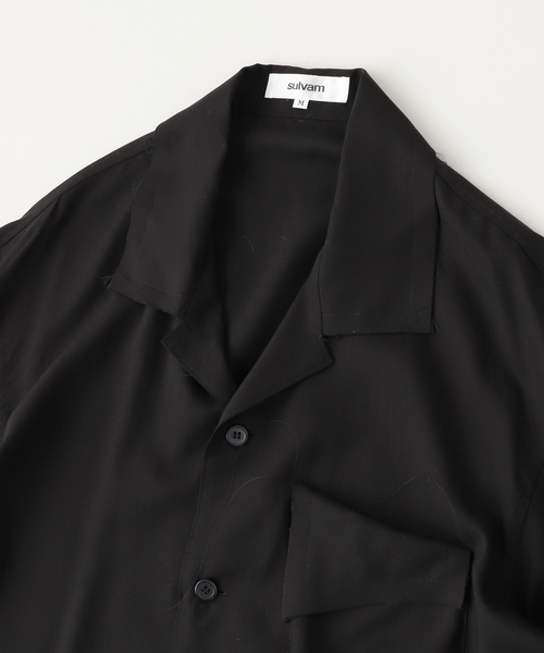 sulvam（サルバム）の「SULVAM / サルバム オープンカラーレーヨンシャツ（シャツ/ブラウス・メンズ・ブラック/ホワイト・MEDIUM）」の5枚目の写真