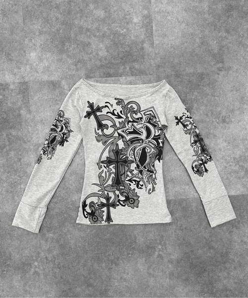 jiasecond.(ジアセカンド)の「【jiasecond.】クロスデザインカットソー / トップス カットソー Tシャツ 長袖 ラインストーン クロス グレー ZOZOTOWN限定(Tシャツ/カットソー・レディース・グレー・FREE)」の18枚目の写真