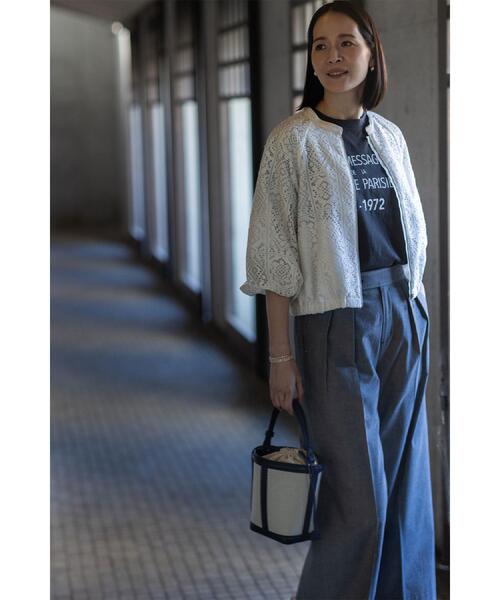 Reflect（リフレクト）の「【セットアップ可】ジップアップレースショートブルゾン（ブルゾン・レディース・アイボリー/ネイビー・07/09/11/13）」の4枚目の写真