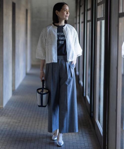 Reflect（リフレクト）の「【セットアップ可】ジップアップレースショートブルゾン（ブルゾン・レディース・アイボリー/ネイビー・07/09/11/13）」の5枚目の写真