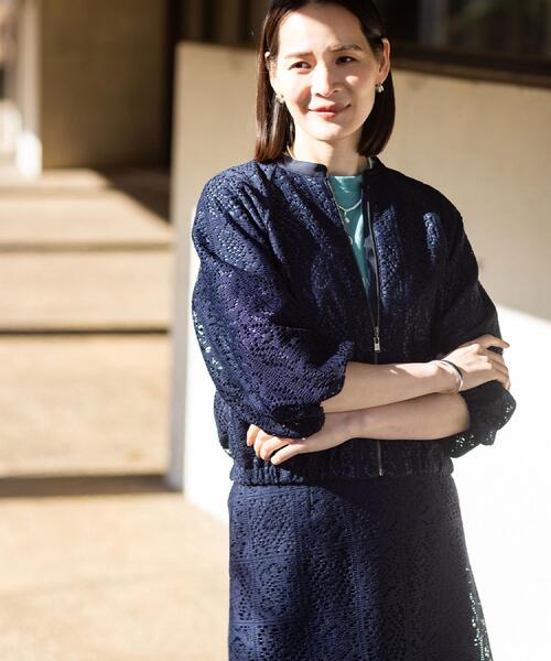 Reflect（リフレクト）の「【セットアップ可】ジップアップレースショートブルゾン（ブルゾン・レディース・アイボリー/ネイビー・07/09/11/13）」の6枚目の写真