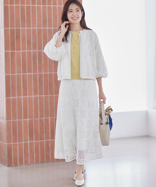 Reflect（リフレクト）の「【セットアップ可】ジップアップレースショートブルゾン（ブルゾン・レディース・アイボリー/ネイビー・07/09/11/13）」の10枚目の写真