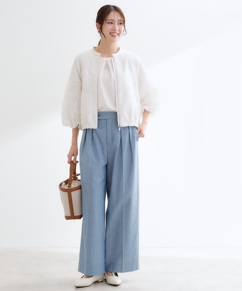 Reflect（リフレクト）の「【セットアップ可】ジップアップレースショートブルゾン（ブルゾン・レディース・アイボリー/ネイビー・07/09/11/13）」の13枚目の写真