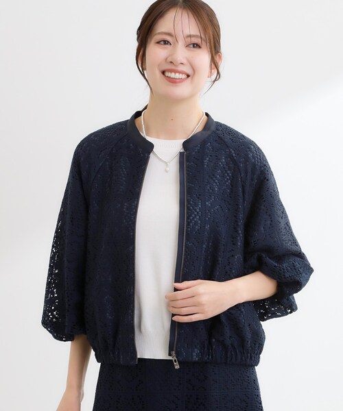 Reflect（リフレクト）の「【セットアップ可】ジップアップレースショートブルゾン（ブルゾン・レディース・アイボリー/ネイビー・07/09/11/13）」の15枚目の写真