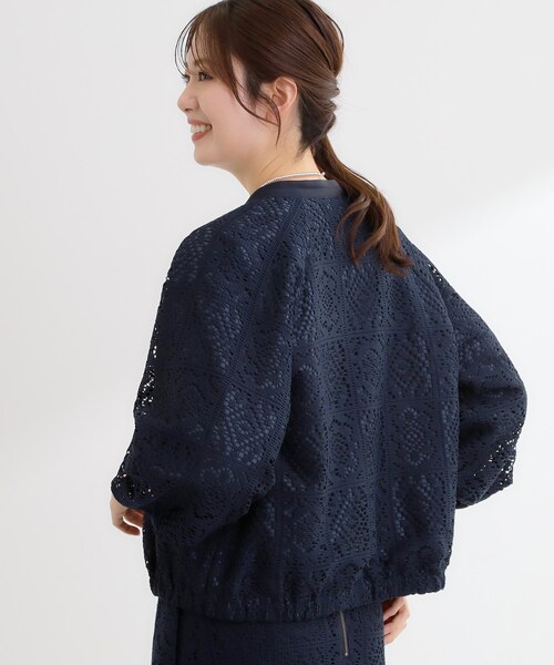 Reflect（リフレクト）の「【セットアップ可】ジップアップレースショートブルゾン（ブルゾン・レディース・アイボリー/ネイビー・07/09/11/13）」の16枚目の写真