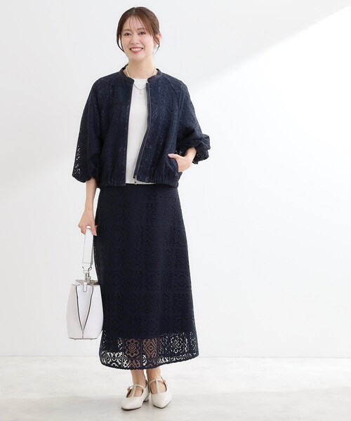 Reflect（リフレクト）の「【セットアップ可】ジップアップレースショートブルゾン（ブルゾン・レディース・アイボリー/ネイビー・07/09/11/13）」の17枚目の写真