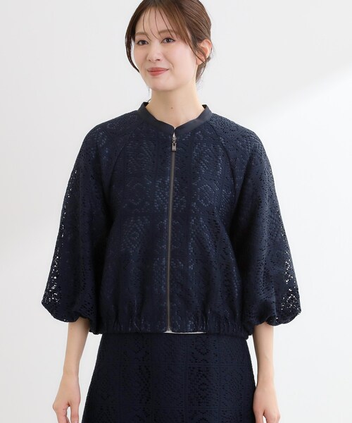 Reflect（リフレクト）の「【セットアップ可】ジップアップレースショートブルゾン（ブルゾン・レディース・アイボリー/ネイビー・07/09/11/13）」の20枚目の写真