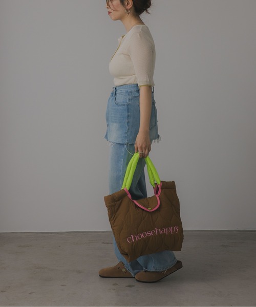 210nouve(トゥージュヌーブ)の「バイカラー ロゴ 刺繍 キルティング 2WAY トートバッグ(トートバッグ・レディース・ブラック/ブラウン/アイボリー・FREE)」の12枚目の写真