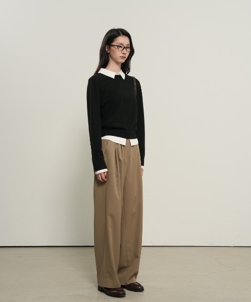 GENERAL IDEA（ジェネラルアイデア）の「【GENERAL IDEA】レイヤード襟付きプルオーバー / relaxed collar layered pullover（ニット/セーター・レディース・ブラック/ナチュラル/グレー・L/M/S）」の8枚目の写真