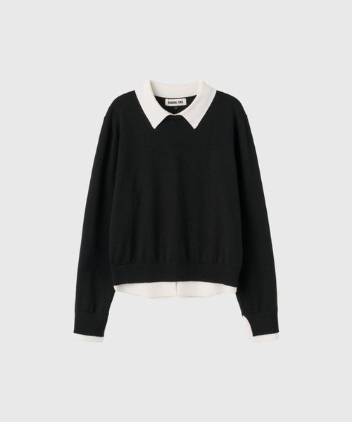 GENERAL IDEA（ジェネラルアイデア）の「【GENERAL IDEA】レイヤード襟付きプルオーバー / relaxed collar layered pullover（ニット/セーター・レディース・ブラック/ナチュラル/グレー・L/M/S）」の10枚目の写真