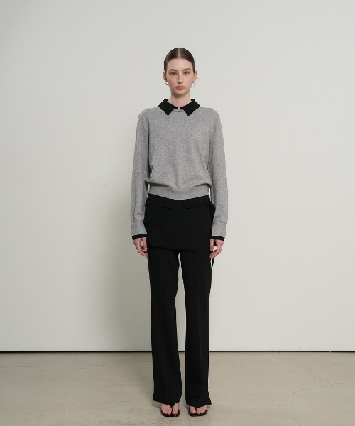 GENERAL IDEA（ジェネラルアイデア）の「【GENERAL IDEA】レイヤード襟付きプルオーバー / relaxed collar layered pullover（ニット/セーター・レディース・ブラック/ナチュラル/グレー・L/M/S）」の13枚目の写真