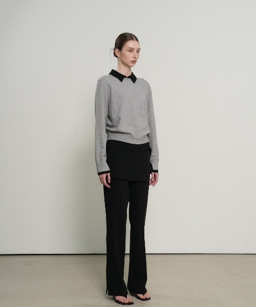 GENERAL IDEA（ジェネラルアイデア）の「【GENERAL IDEA】レイヤード襟付きプルオーバー / relaxed collar layered pullover（ニット/セーター・レディース・ブラック/ナチュラル/グレー・L/M/S）」の14枚目の写真
