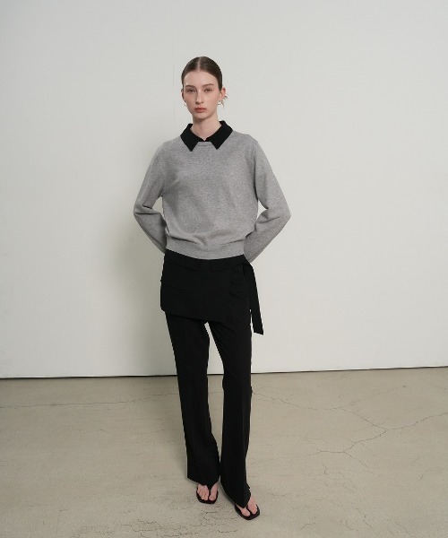 GENERAL IDEA（ジェネラルアイデア）の「【GENERAL IDEA】レイヤード襟付きプルオーバー / relaxed collar layered pullover（ニット/セーター・レディース・ブラック/ナチュラル/グレー・L/M/S）」の15枚目の写真