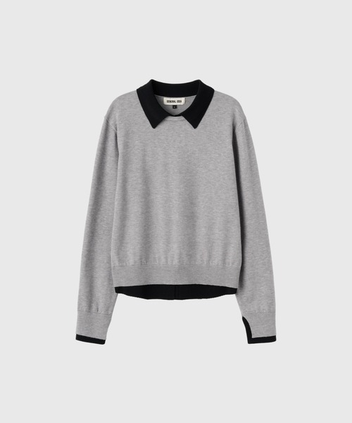 GENERAL IDEA（ジェネラルアイデア）の「【GENERAL IDEA】レイヤード襟付きプルオーバー / relaxed collar layered pullover（ニット/セーター・レディース・ブラック/ナチュラル/グレー・L/M/S）」の16枚目の写真