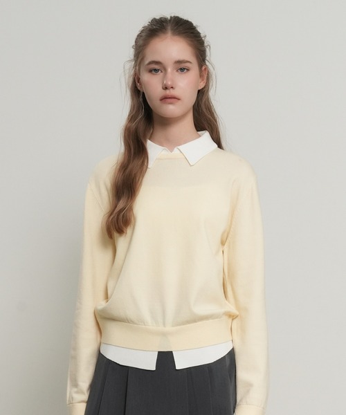 GENERAL IDEA（ジェネラルアイデア）の「【GENERAL IDEA】レイヤード襟付きプルオーバー / relaxed collar layered pullover（ニット/セーター・レディース・ブラック/ナチュラル/グレー・L/M/S）」の19枚目の写真