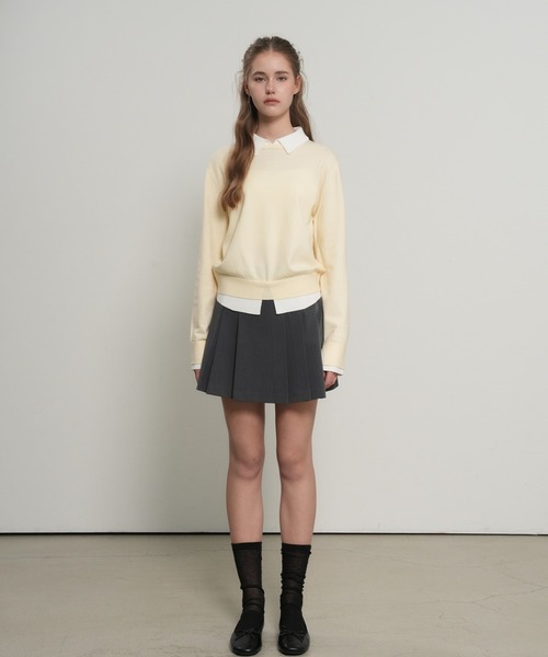 GENERAL IDEA（ジェネラルアイデア）の「【GENERAL IDEA】レイヤード襟付きプルオーバー / relaxed collar layered pullover（ニット/セーター・レディース・ブラック/ナチュラル/グレー・L/M/S）」の4枚目の写真