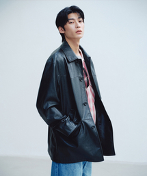 faux leather western car coat black
