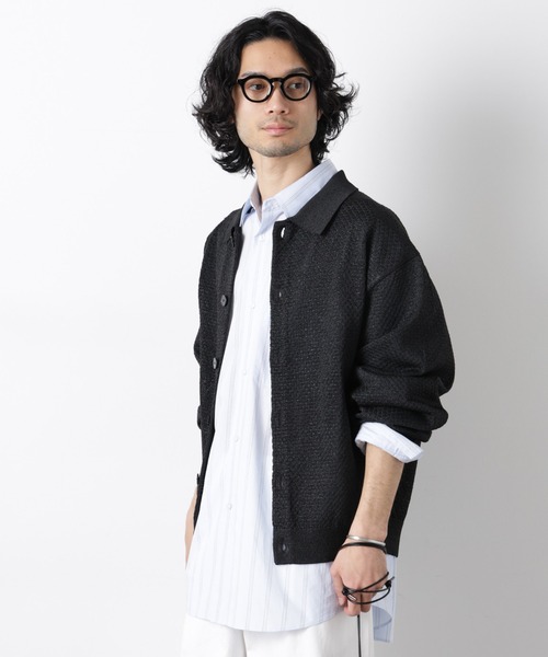 NANO universe(ナノユニバース)の「ギマポロカラーニットジャケット(カーディガン/ボレロ・メンズ・モカ/チャコール/ライトイエロー・M/L)」の2枚目の写真