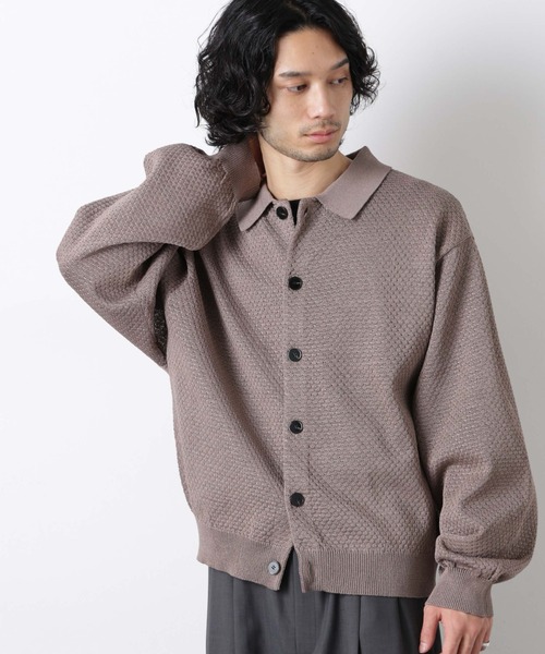 NANO universe(ナノユニバース)の「ギマポロカラーニットジャケット(カーディガン/ボレロ・メンズ・モカ/チャコール/ライトイエロー・M/L)」の1枚目の写真