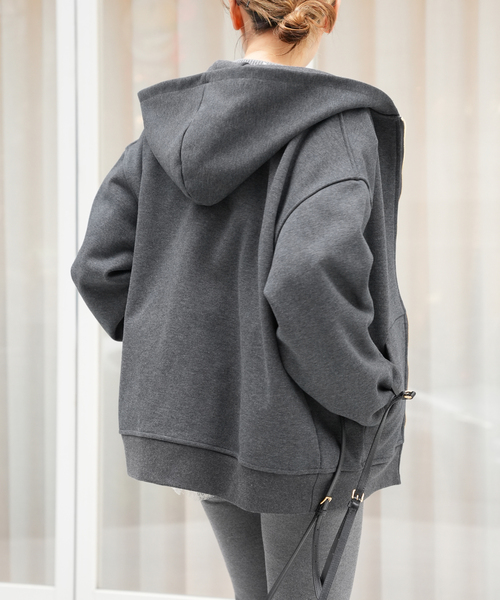 CALUX(キャラクス)の「CALUX フーディー(パーカー・レディース・ベージュ/チャコールグレー・FREE)」の8枚目の写真