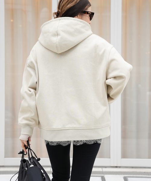 CALUX(キャラクス)の「CALUX フーディー(パーカー・レディース・ベージュ/チャコールグレー・FREE)」の17枚目の写真