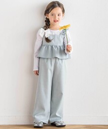 BeBe（ベベ）の「リネン調オックスブラウス+ロングパンツセットアップ(100~160cm)（サロペット/オーバーオール）」