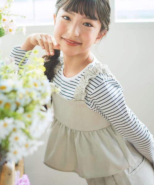 BeBe（ベベ）の「リネン調オックスブラウス+ロングパンツセットアップ(100~160cm)（セットアップ・キッズ・グリーン/ベージュ・130cm/150cm/140cm/120cm/110cm）」の5枚目の写真