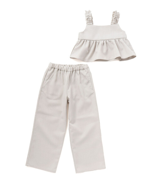 BeBe（ベベ）の「リネン調オックスブラウス+ロングパンツセットアップ(100~160cm)（セットアップ・キッズ・グリーン/ベージュ・130cm/150cm/140cm/120cm/110cm）」の6枚目の写真