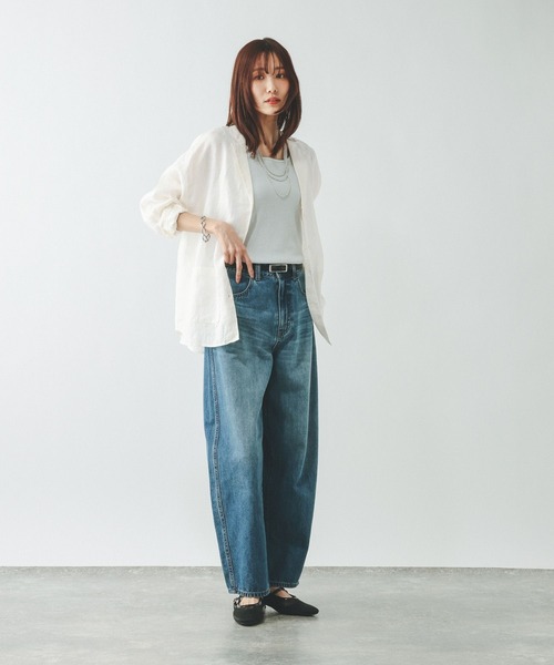 GLOBAL WORK（グローバルワーク）の「フレンチリネンシャツジャケット/599628（シャツ/ブラウス・レディース・ブラック/オフホワイト/ブラウン・MEDIUM/LARGE）」の18枚目の写真