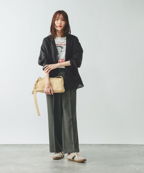 GLOBAL WORK（グローバルワーク）の「フレンチリネンシャツジャケット/599628（シャツ/ブラウス・レディース・ブラック/オフホワイト/ブラウン・MEDIUM/LARGE）」の21枚目の写真