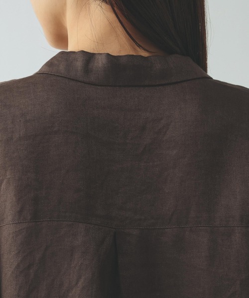 GLOBAL WORK（グローバルワーク）の「フレンチリネンシャツジャケット/599628（シャツ/ブラウス・レディース・ブラック/オフホワイト/ブラウン・MEDIUM/LARGE）」の10枚目の写真