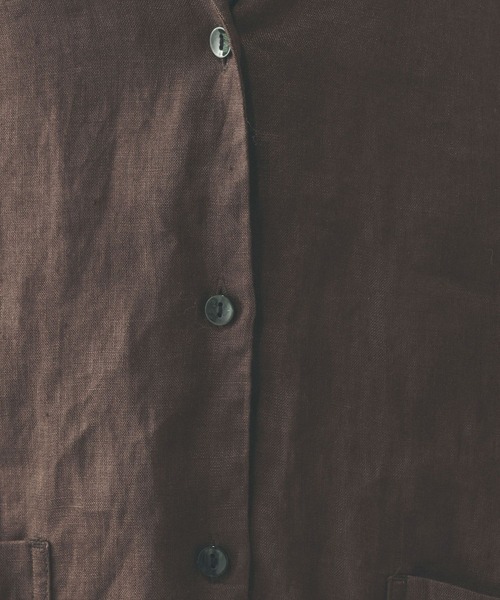 GLOBAL WORK（グローバルワーク）の「フレンチリネンシャツジャケット/599628（シャツ/ブラウス・レディース・ブラック/オフホワイト/ブラウン・MEDIUM/LARGE）」の16枚目の写真